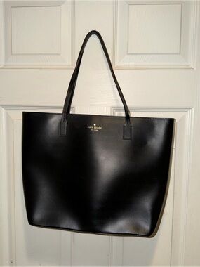 kate spade Black Leather Tote with Gold Logo